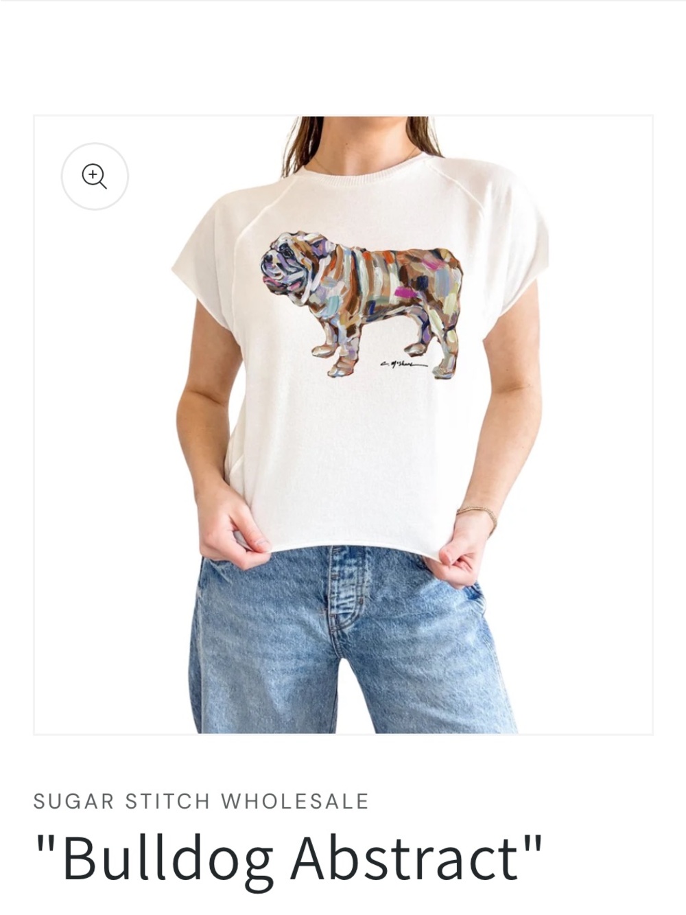 Sugar Stitch Cream Short Sleeve Tee with Abstract Bulldog